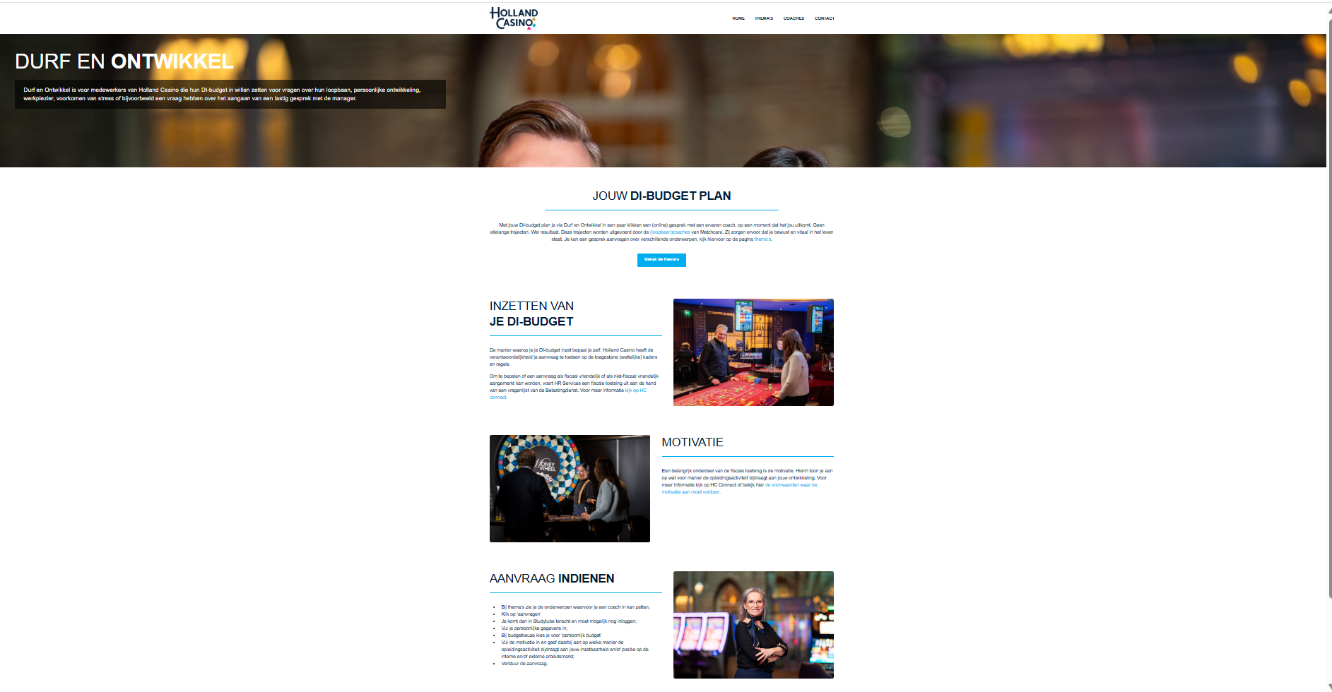 Preview van de Durf & Ontwikkel-website voor medewerkers van Holland Casino